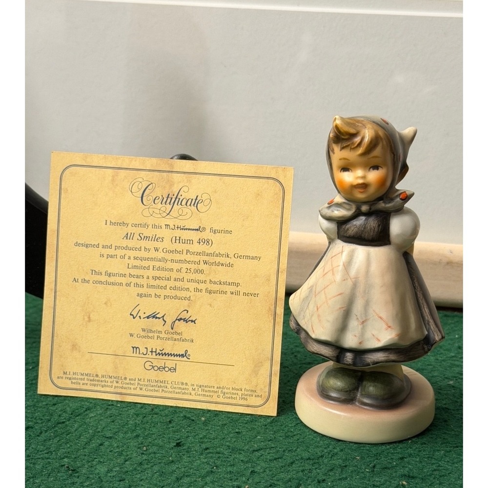 Hummel All Smiles (Hum 498) Figurine w/ Certificate - Limited Edition 25,000
